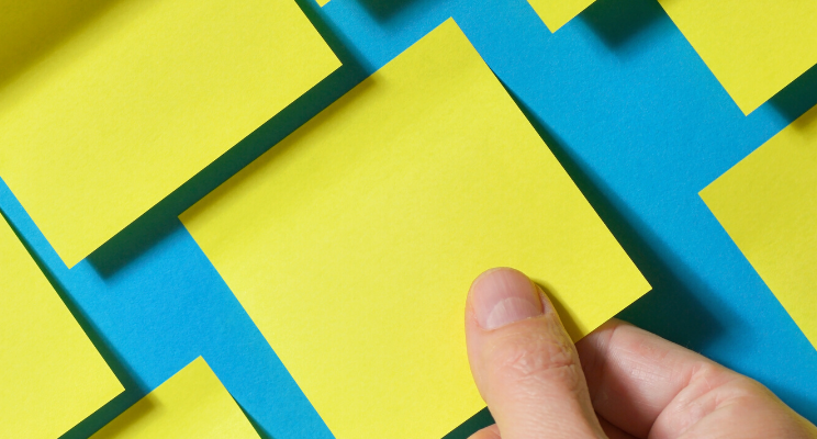 several yellow sticky notes